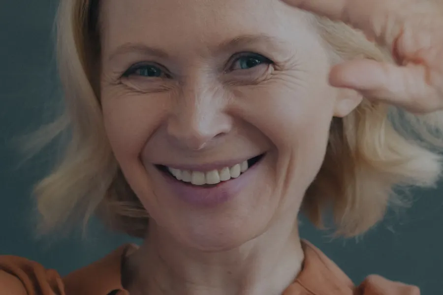 Smiling woman in her forties